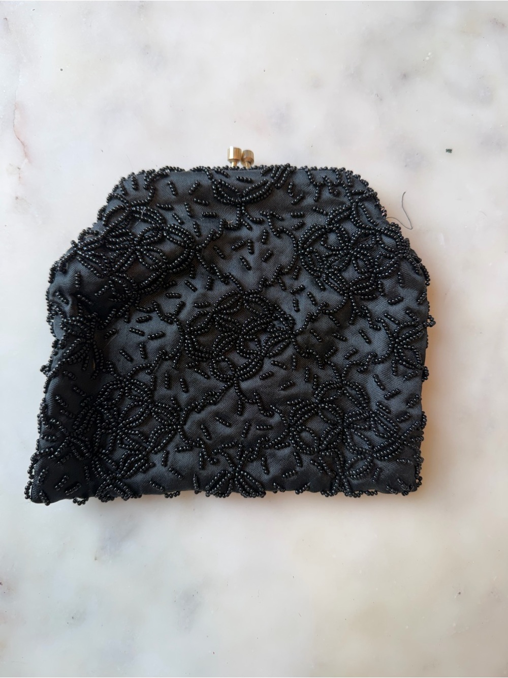 Vintage Beaded Black Evening Clutch
